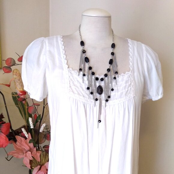 Vintage NEW new touch Black Beads VTG Silver Tone Necklace - Picture 6 of 8